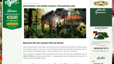 Jurassic Park spielen und mit Mr. Green nach Hawaii