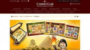 Bis zu 300 Gratisspiele bei Casino Club