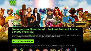 888 Jackpot-Juni: Einen Monat lang Boni kassieren