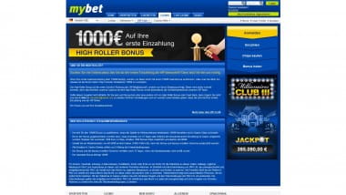 Mybet Casino – High-Roller Bonus bis zu 1.000 Euro