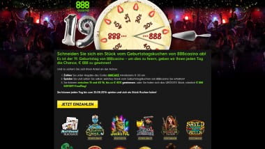 888 Casino – Bis zu 888 Euro auf der 888 Geburtstagsparty