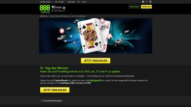 888 Casino: Black-Jack-Freeplay von bis zu 300 Euro sichern