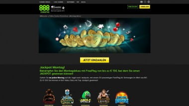 888 Casino: Immer montags warten 150 Euro Freeplay