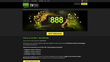 888 Casino: Bonus am Ersten des Monats sichern