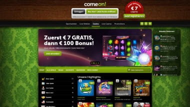 ComeOn Casino: 7 Euro ohne Einzahlung sichern