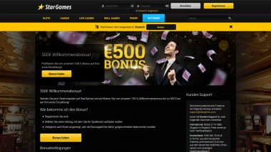 Stargames: Jetzt satte 500 Euro Bonus kassieren