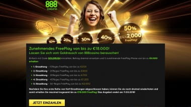 888Casino: Jetzt 18.000 Euro Freeplay sichern