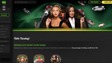 888 Casino: Bis zu 150 Euro beim Table Tuesday einkassieren