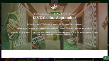 Mr Green: Im September Live-Überraschungen sichern