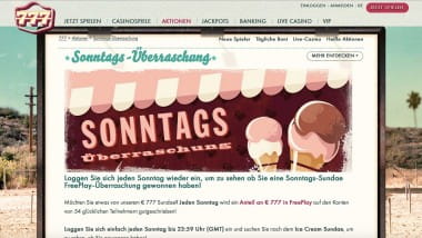 777 Casino: Überraschen lassen vom Sonntags-Sundae