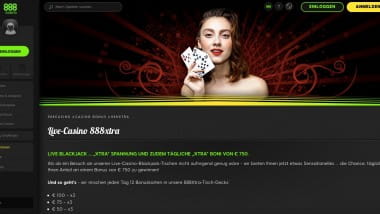 888 Casino: 750 Euro Black Jack Bonus täglich