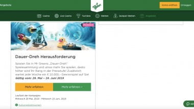 Mr Green Casino: Dauer-Dreh-Herausforderung mit zahlreichen Preisen