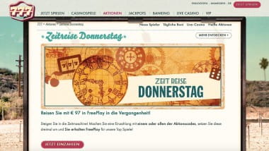 777 Casino: 97 Euro Bonus am Zeitreise-Donnerstag holen